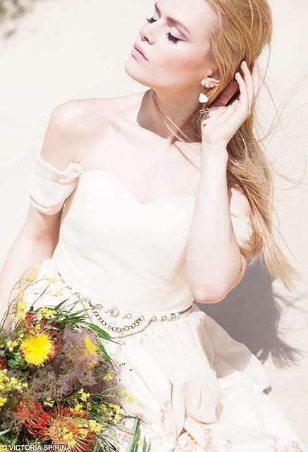 Свадебное платье Persis. Силуэт Прямое. Цвет Айвори / Капучино, Персик / Оранжевый. Вид 6