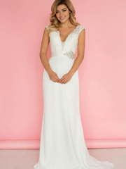 Свадебное платье 919. Силуэт Прямое. Цвет Белый / Молочный. Вид 1