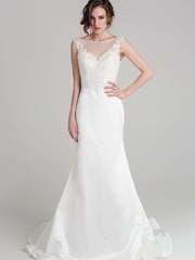 Свадебное платье 933. Силуэт Рыбка. Цвет Белый / Молочный. Вид 1