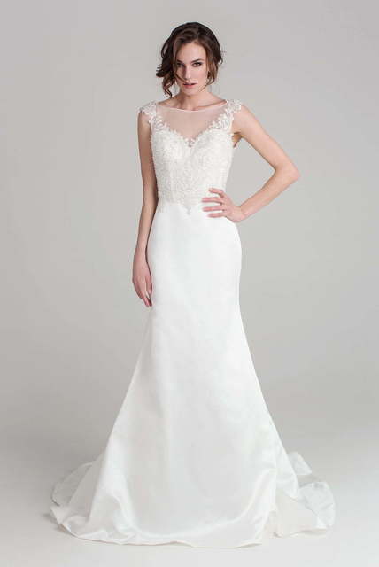 Свадебное платье 933. Силуэт Рыбка. Цвет Белый / Молочный. Вид 1