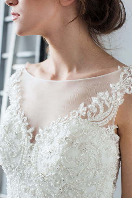 Свадебное платье 933. Силуэт Рыбка. Цвет Белый / Молочный. Вид 3