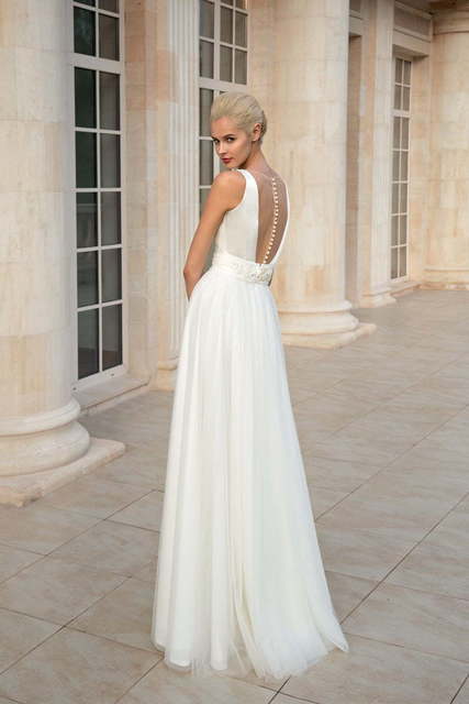 Свадебное платье 1212. Силуэт Прямое. Цвет Айвори / Капучино, Белый / Молочный. Вид 2