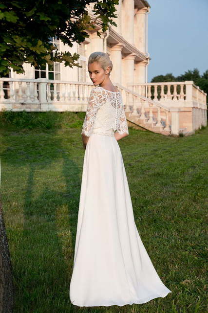 Свадебное платье 1219. Силуэт Прямое. Цвет Айвори / Капучино, Белый / Молочный. Вид 2