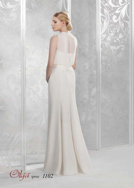 Свадебное платье 1102. Силуэт Прямое. Цвет Айвори / Капучино. Вид 2