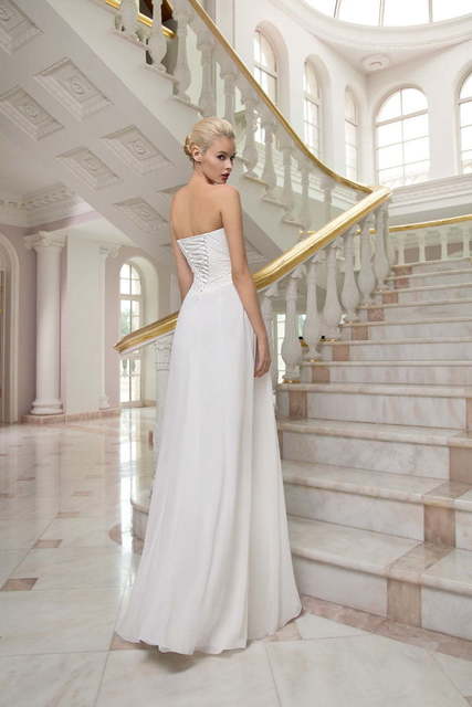 Свадебное платье 1207. Силуэт Греческий, Прямое. Цвет Белый / Молочный. Вид 2