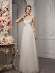 Свадебное платье 1152. Силуэт Прямое. Цвет Айвори / Капучино. Вид 1