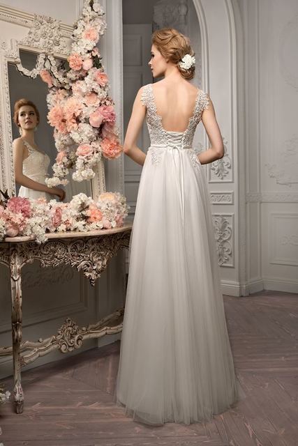 Свадебное платье 1152. Силуэт Прямое. Цвет Айвори / Капучино. Вид 2