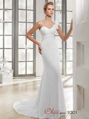 Свадебное платье 1001. Силуэт Прямое, Рыбка. Цвет Белый / Молочный. Вид 1