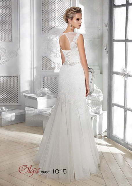 Свадебное платье 1015. Силуэт Рыбка, Прямое. Цвет Белый / Молочный. Вид 2