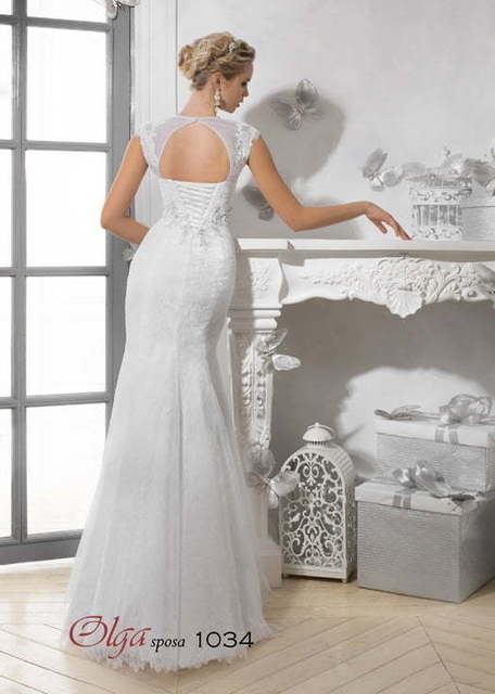 Свадебное платье 1034. Силуэт Рыбка, Прямое. Цвет Белый / Молочный. Вид 2