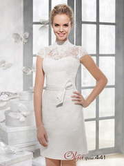 Свадебное платье 441. Силуэт Прямое. Цвет Белый / Молочный. Вид 1