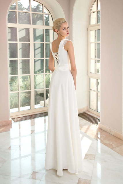 Свадебное платье 1228. Силуэт Прямое. Цвет Айвори / Капучино, Белый / Молочный. Вид 2