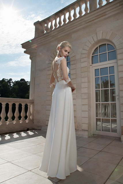 Свадебное платье 1236. Силуэт Прямое. Цвет Белый / Молочный. Вид 2