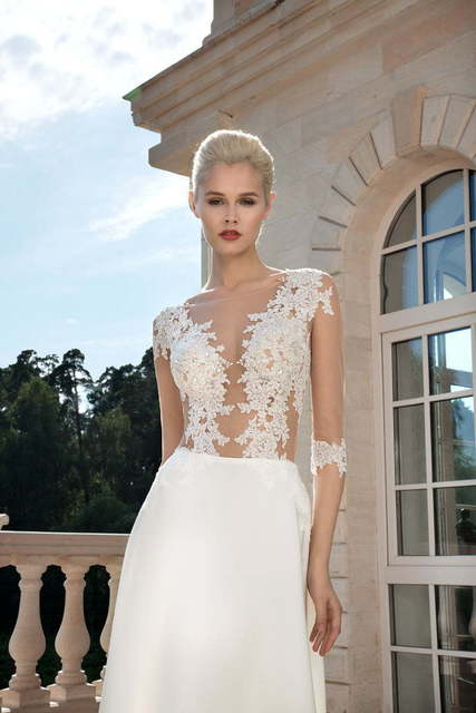 Свадебное платье 1236. Силуэт Прямое. Цвет Белый / Молочный. Вид 3