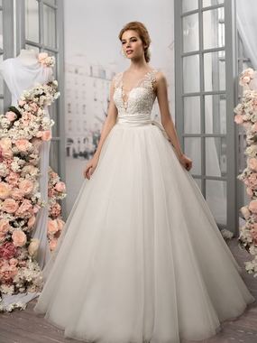 Свадебное платье 1195. Силуэт Пышное. Цвет Айвори / Капучино. Вид 1