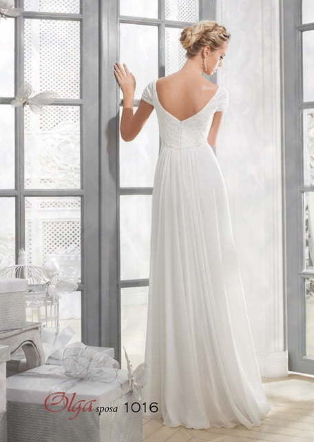 Свадебное платье 1016. Силуэт Греческий, Прямое. Цвет Белый / Молочный. Вид 2