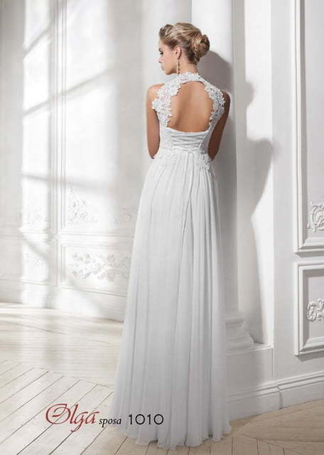 Свадебное платье 1010. Силуэт Греческий, Прямое. Цвет Белый / Молочный. Вид 2