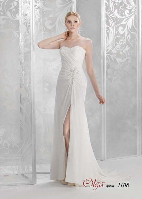 Свадебное платье 1108. Силуэт Прямое. Цвет Белый / Молочный. Вид 1