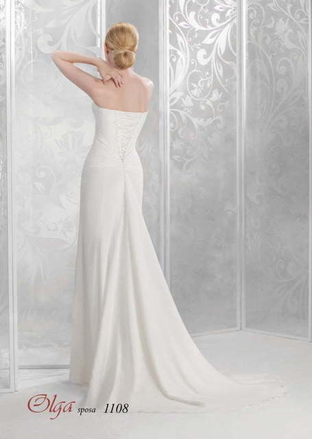 Свадебное платье 1108. Силуэт Прямое. Цвет Белый / Молочный. Вид 2