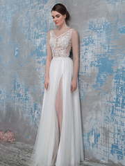 Свадебное платье 1258. Силуэт Прямое. Цвет Белый / Молочный. Вид 1