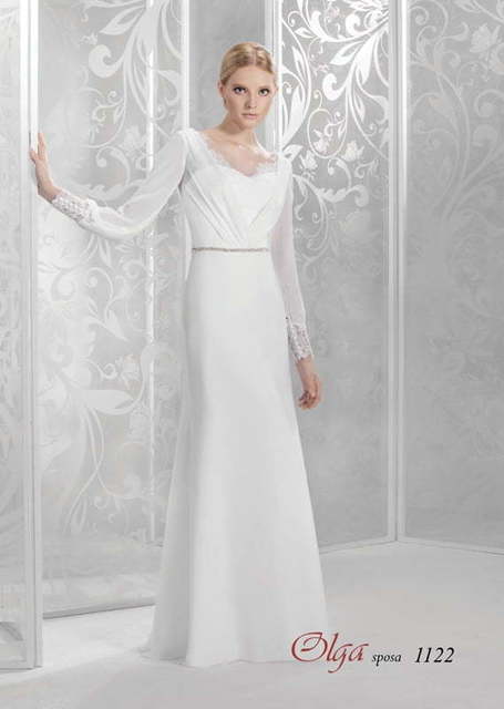 Свадебное платье 1122. Силуэт Прямое. Цвет Белый / Молочный. Вид 1