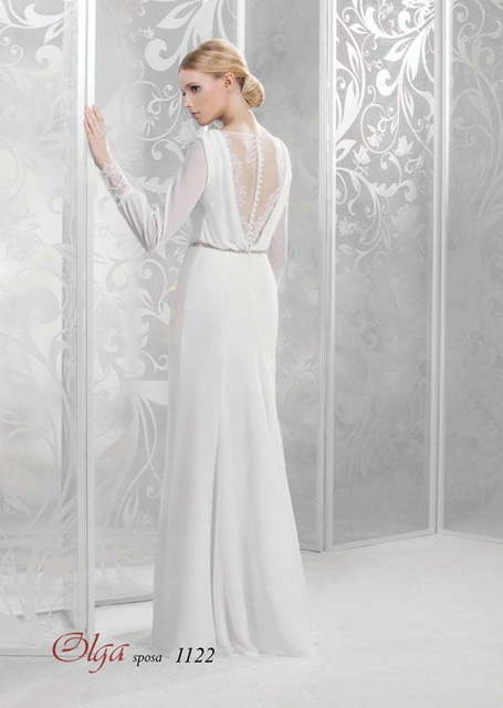 Свадебное платье 1122. Силуэт Прямое. Цвет Белый / Молочный. Вид 2