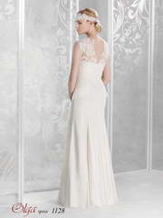 Свадебное платье 1128. Силуэт Прямое. Цвет Айвори / Капучино. Вид 2