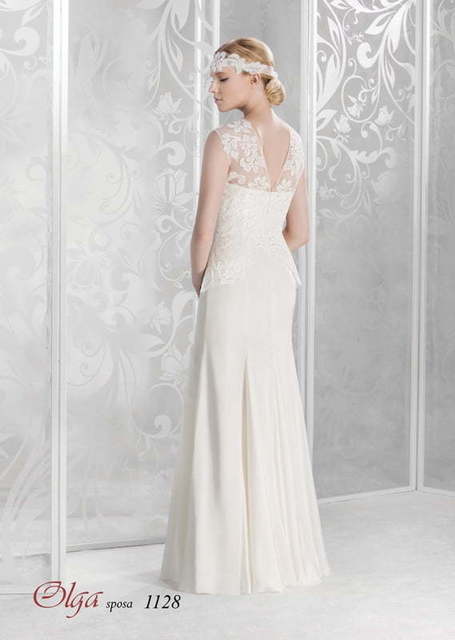 Свадебное платье 1128. Силуэт Прямое. Цвет Айвори / Капучино. Вид 2