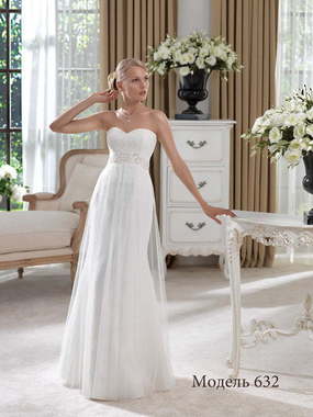 Свадебное платье 632. Силуэт Прямое, Рыбка. Цвет Белый / Молочный. Вид 1