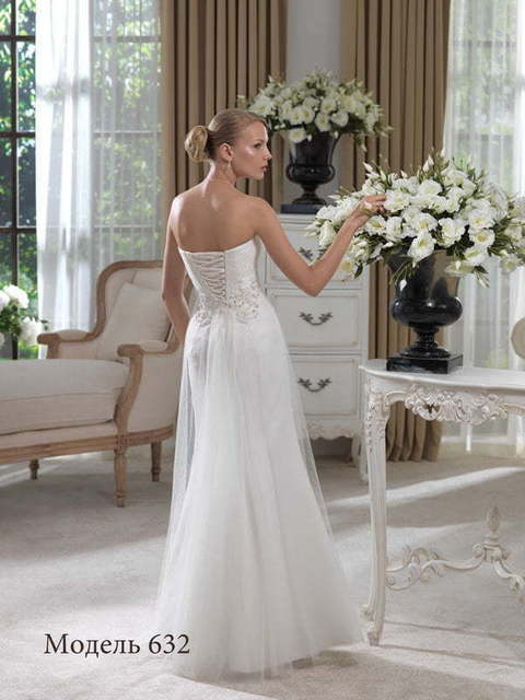 Свадебное платье 632. Силуэт Рыбка, Прямое. Цвет Белый / Молочный. Вид 2