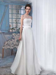 Свадебное платье 1277. Силуэт Прямое. Цвет Белый / Молочный. Вид 1