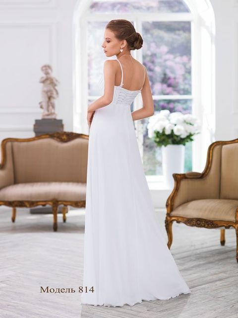 Свадебное платье 814. Силуэт Греческий, Прямое. Цвет Белый / Молочный. Вид 2