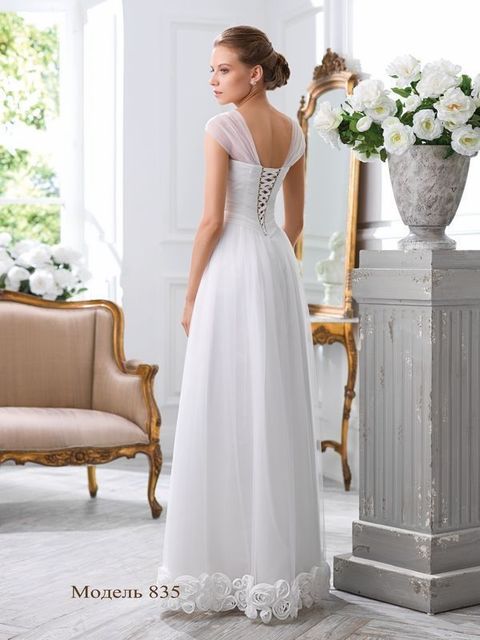 Свадебное платье 835. Силуэт Прямое. Цвет Белый / Молочный. Вид 2