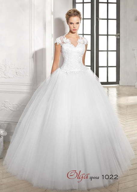 Свадебное платье 1022. Силуэт Пышное. Цвет Белый / Молочный. Вид 1