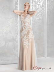 Свадебное платье 1136. Силуэт Прямое. Цвет Айвори / Капучино. Вид 1