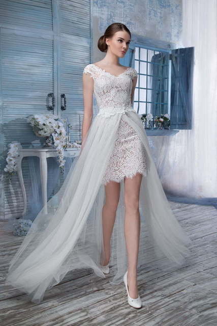 Свадебное платье 1281. Силуэт Прямое. Цвет Белый / Молочный. Вид 1