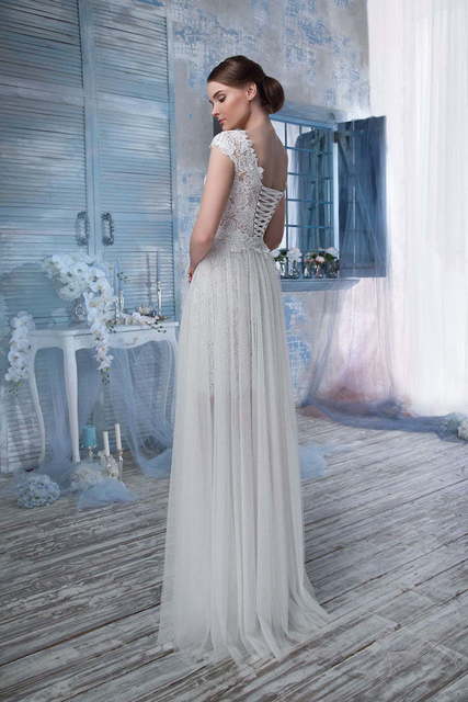 Свадебное платье 1281. Силуэт Прямое. Цвет Белый / Молочный. Вид 2