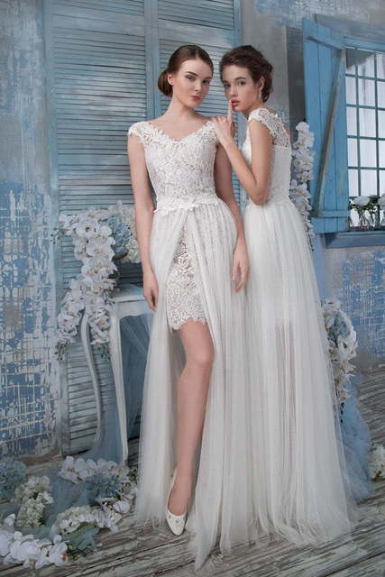 Свадебное платье 1281. Силуэт Прямое. Цвет Белый / Молочный. Вид 3