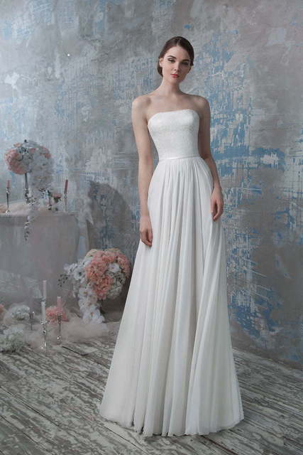 Свадебное платье 1270. Силуэт Прямое. Цвет Белый / Молочный. Вид 1
