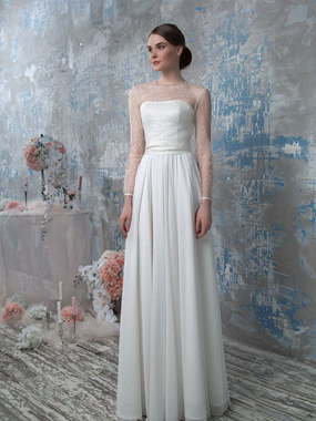 Свадебное платье 1270. Силуэт Прямое. Цвет Белый / Молочный. Вид 2