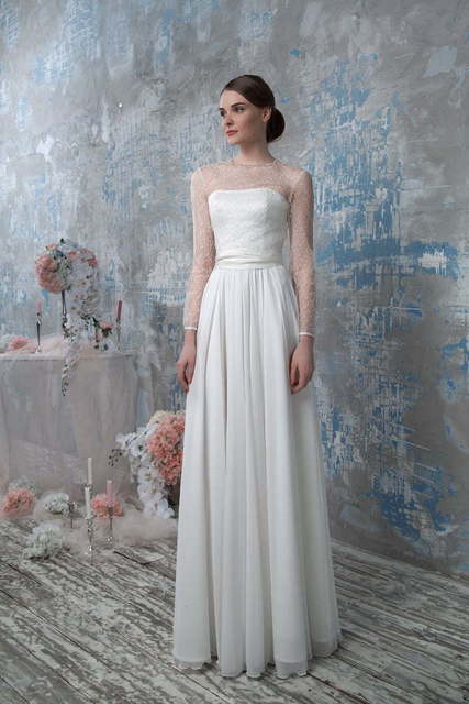 Свадебное платье 1270. Силуэт Прямое. Цвет Белый / Молочный. Вид 2