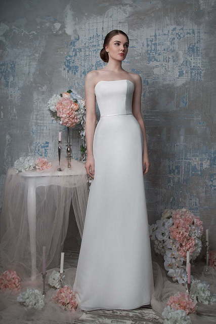 Свадебное платье 1253. Силуэт Прямое. Цвет Белый / Молочный. Вид 1