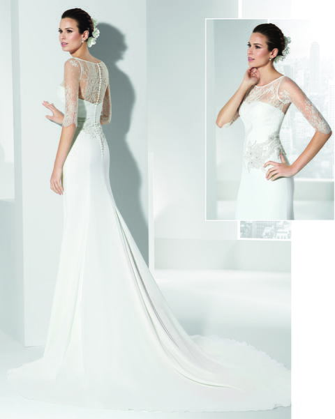 Свадебное платье MN856. Силуэт Прямое. Цвет Айвори / Капучино, Белый / Молочный. Вид 2