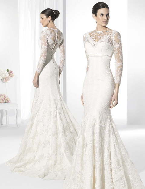 Свадебное платье Pequin. Силуэт Рыбка. Цвет Айвори / Капучино, Белый / Молочный. Вид 2