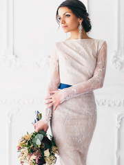 Свадебное платье Magnolia. Силуэт Рыбка. Цвет Айвори / Капучино. Вид 1