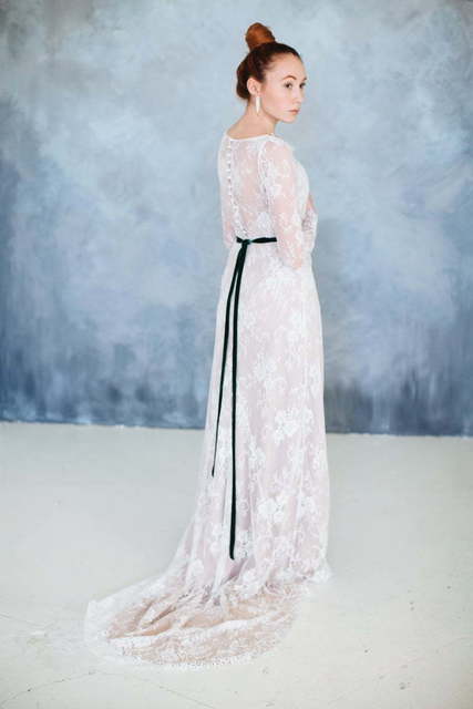 Свадебное платье Citrine. Силуэт Прямое. Цвет Айвори / Капучино, Белый / Молочный, оттенки Розового. Вид 2