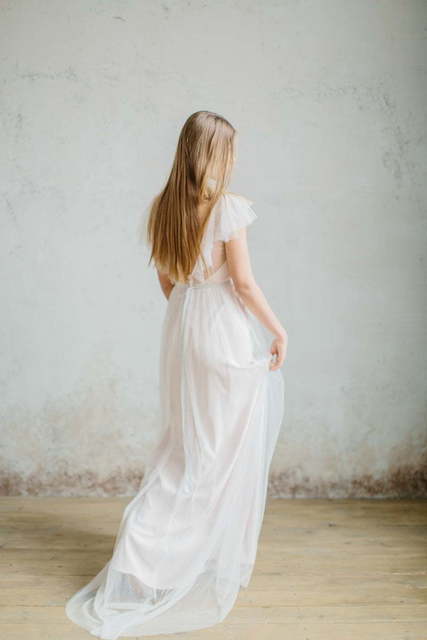 Свадебное платье Vesta. Силуэт Прямое. Цвет Белый / Молочный, оттенки Розового. Вид 8