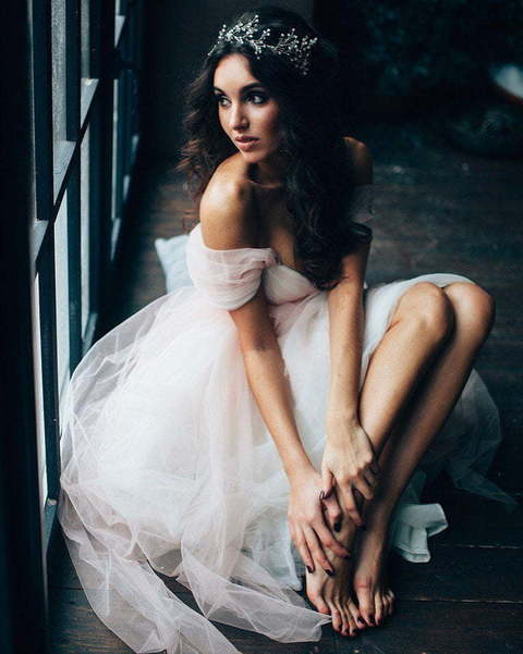 Свадебное платье Пион. Силуэт Прямое. Цвет Айвори / Капучино, Белый / Молочный, оттенки Розового. Вид 2