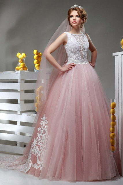 Свадебное платье Казимира. Силуэт Пышное. Цвет оттенки Розового. Вид 1