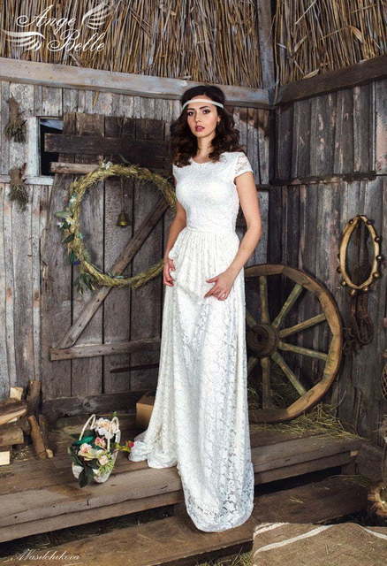 Свадебное платье Инесса. Силуэт Прямое. Цвет Белый / Молочный. Вид 1